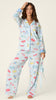 Out of Office Eyemask Print 3-Piece Flannel PJ Set
