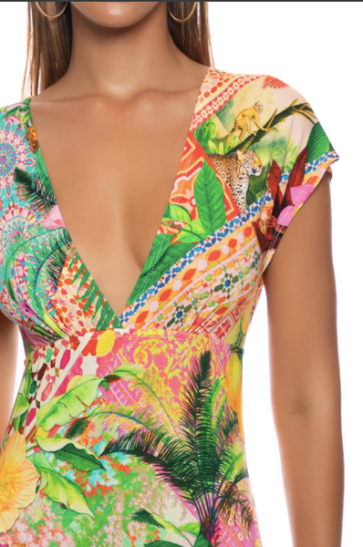 OPULENT EDEN CAP SLEEVE LONG DRESS