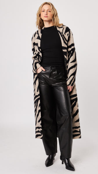 RASHAD ZEBRA LONG CARDIGAN
