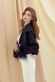 CROPPED BLAZER WITH FEATHER CUFFS *LAST ONE*