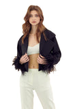 CROPPED BLAZER WITH FEATHER CUFFS *LAST ONE*