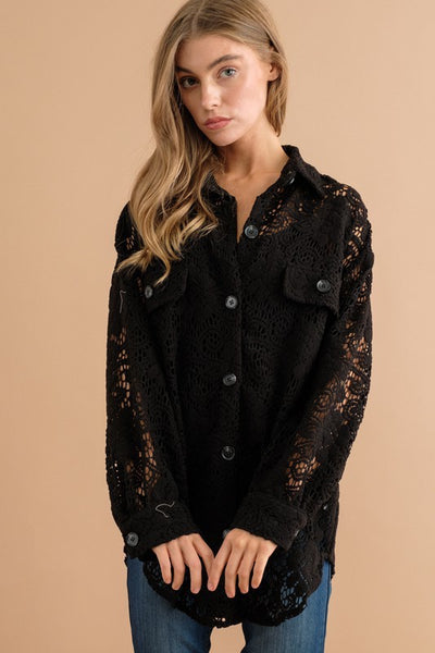 LACE FLORAL SHACKET *LAST ONE*