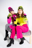 LIME ANIMAL PRINT HAT & GLOVE SET