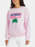 BEVERLY HILLS VINTAGE STUDDED JET-SETTER SWEATSHIRT - PINK