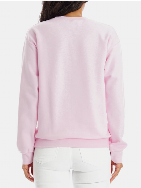 BEVERLY HILLS VINTAGE STUDDED JET-SETTER SWEATSHIRT - PINK