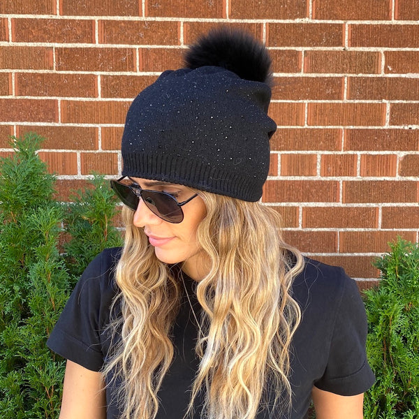 Black Aura Cashmere Blend Beanie