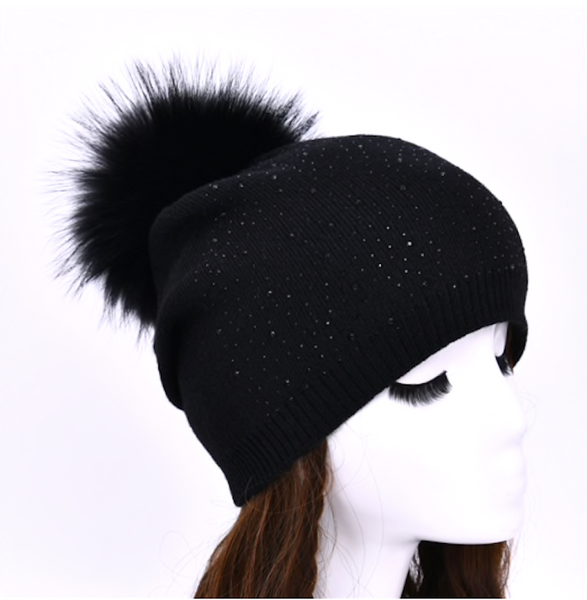 Black Aura Cashmere Blend Beanie